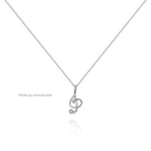 Sterling Silver 925 Musical Note Pendant Necklace